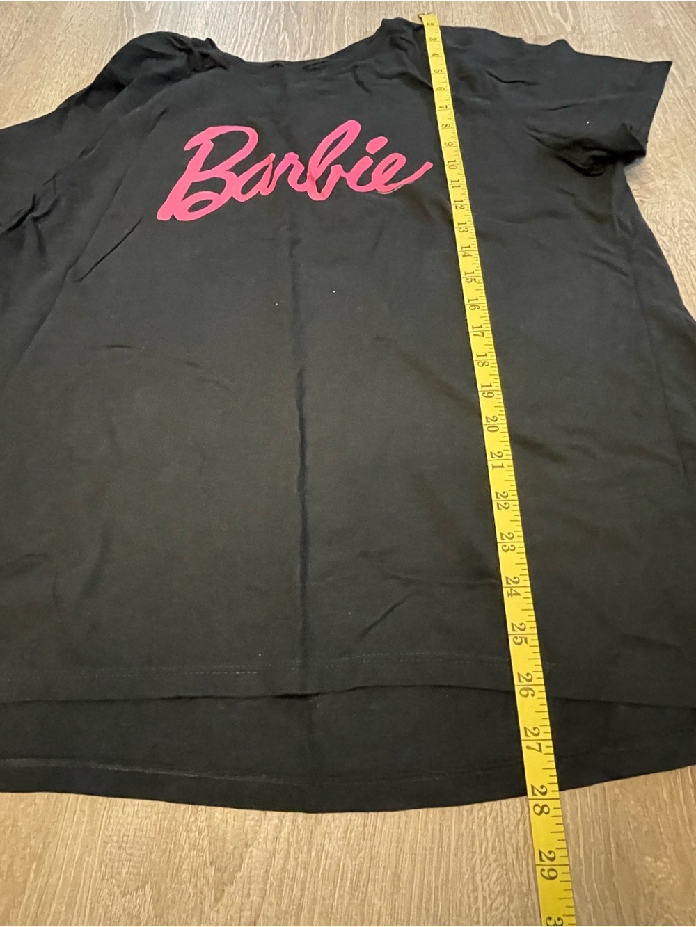 Black Barbie cotton t-shirt with pink 'Barbie' logo, size XL - Picture 4 of 5